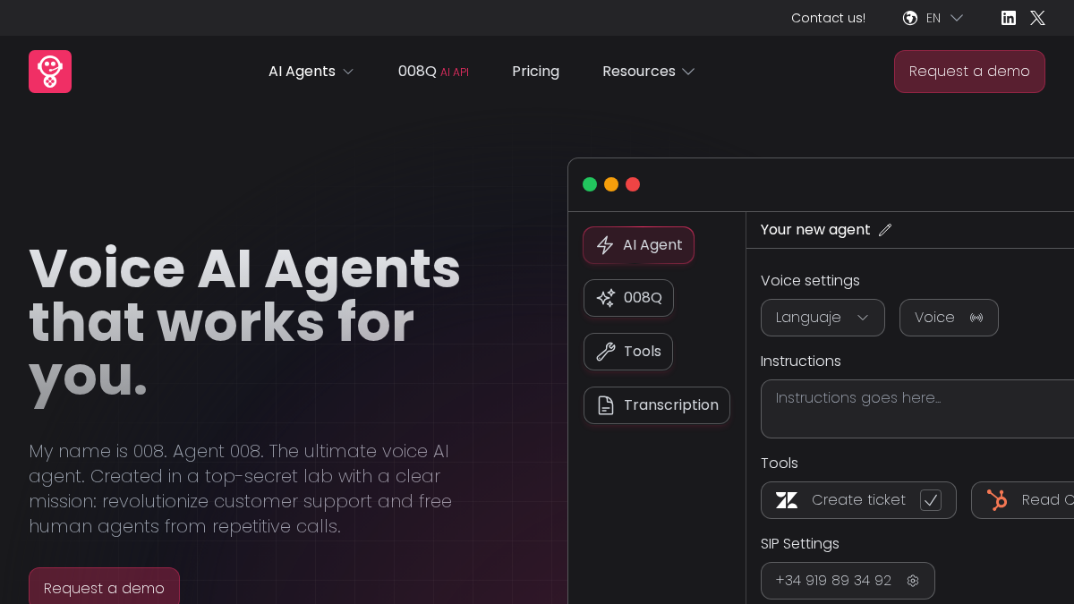 008agent.ai 官网首页截图