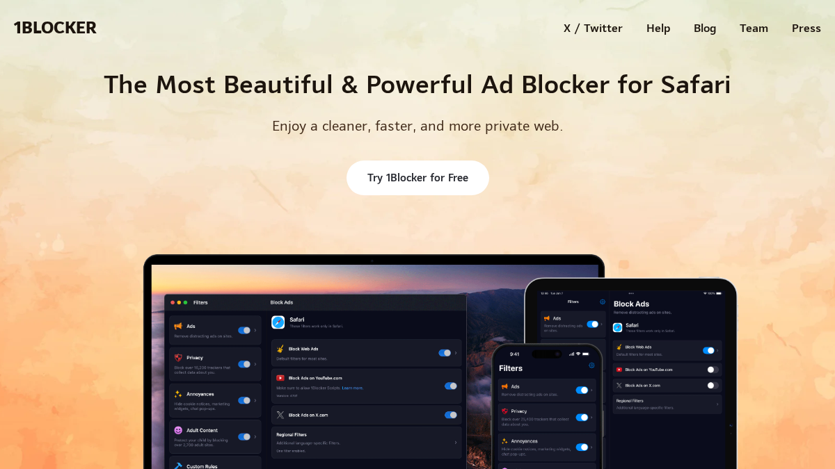 1blocker.com 官网首页截图