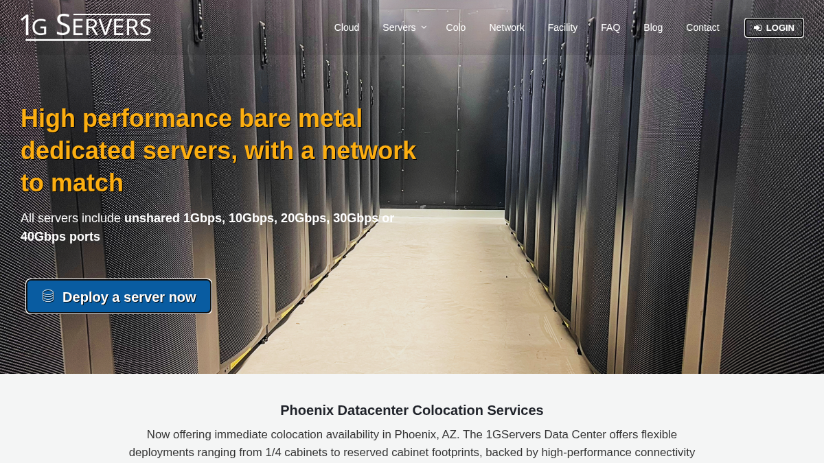 1gservers.com 官网首页截图