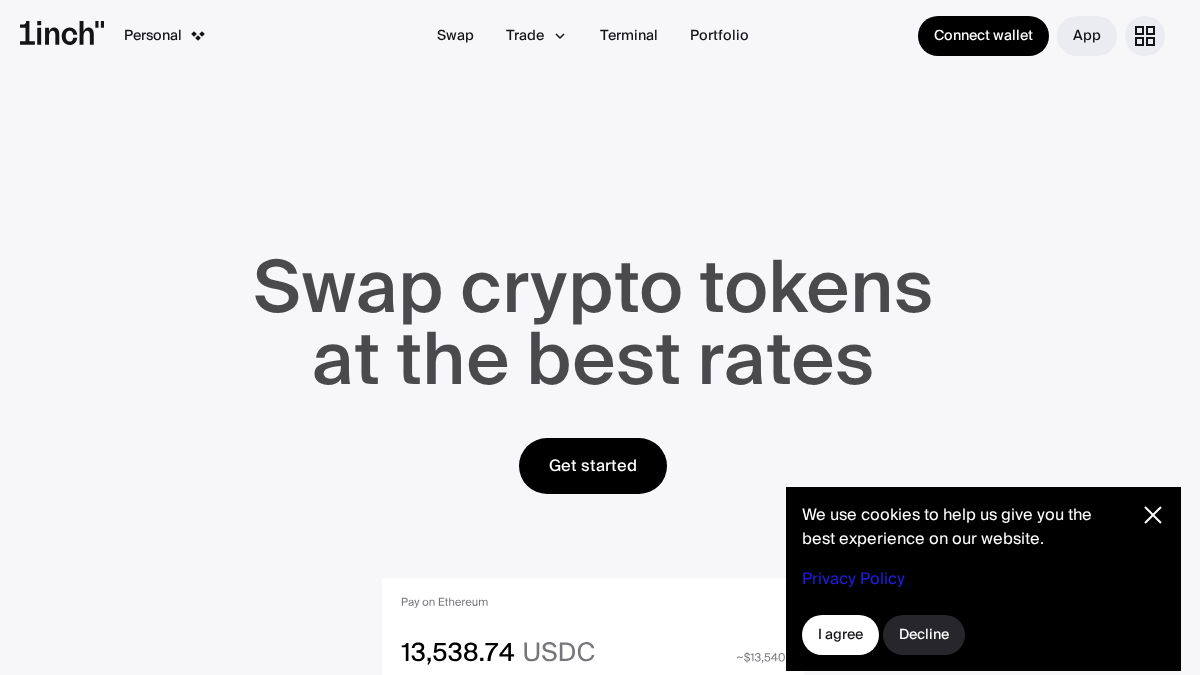 1inch.com 官网首页截图