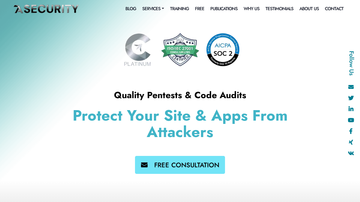 7asecurity.com 官网首页截图