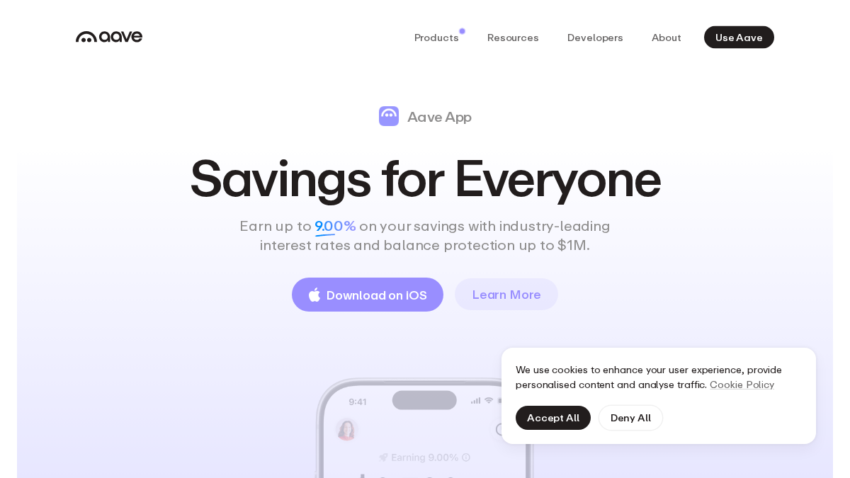 aave.com 官网首页截图