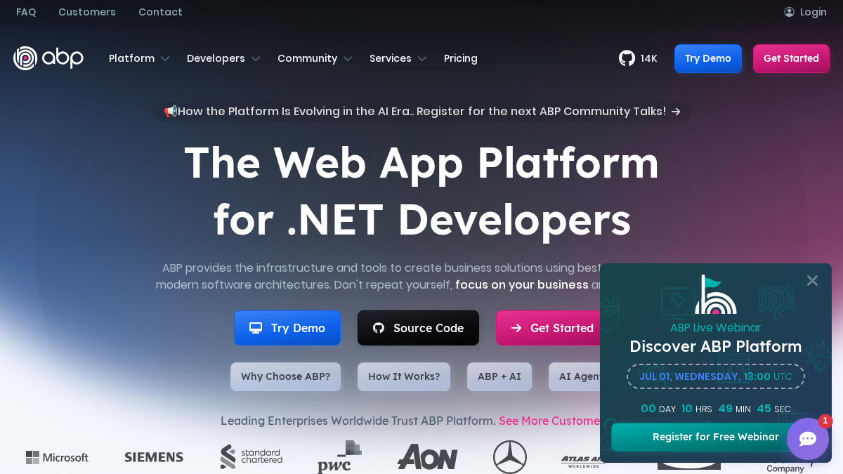 abp.io 官网首页截图