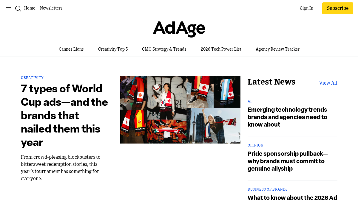 adage.com 官网首页截图