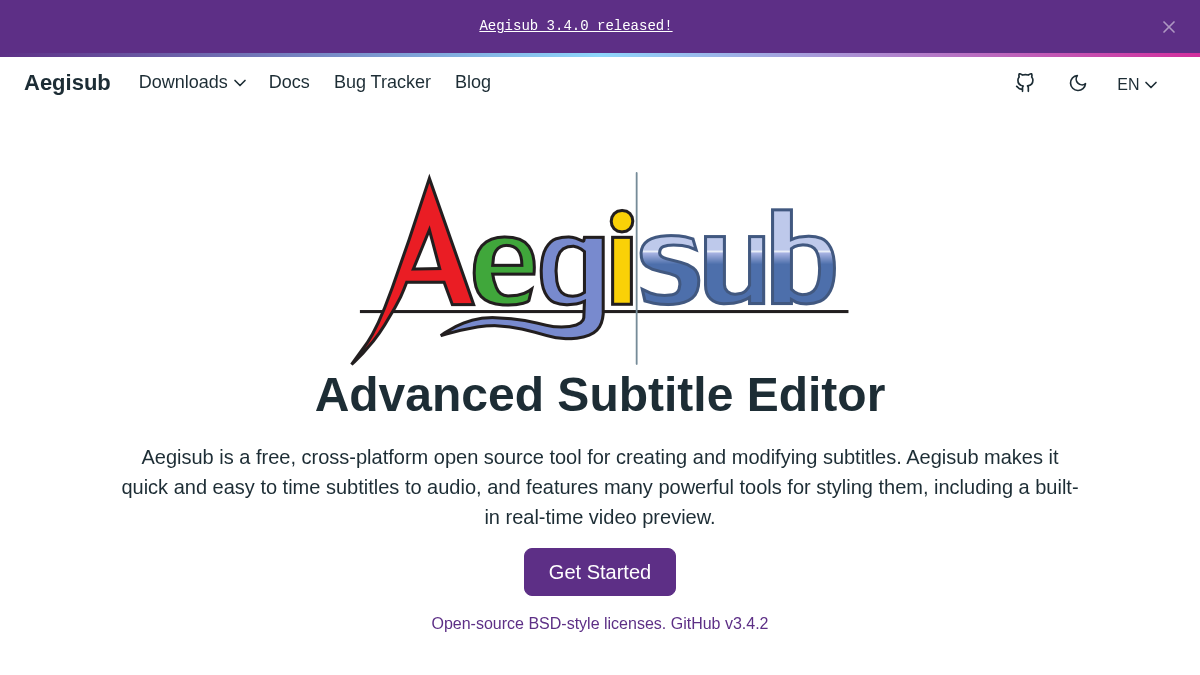 aegisub.org 官网首页截图