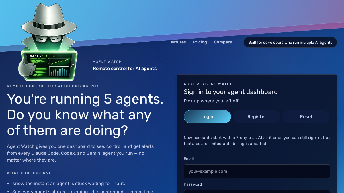 agent-watch.com 官网首页截图