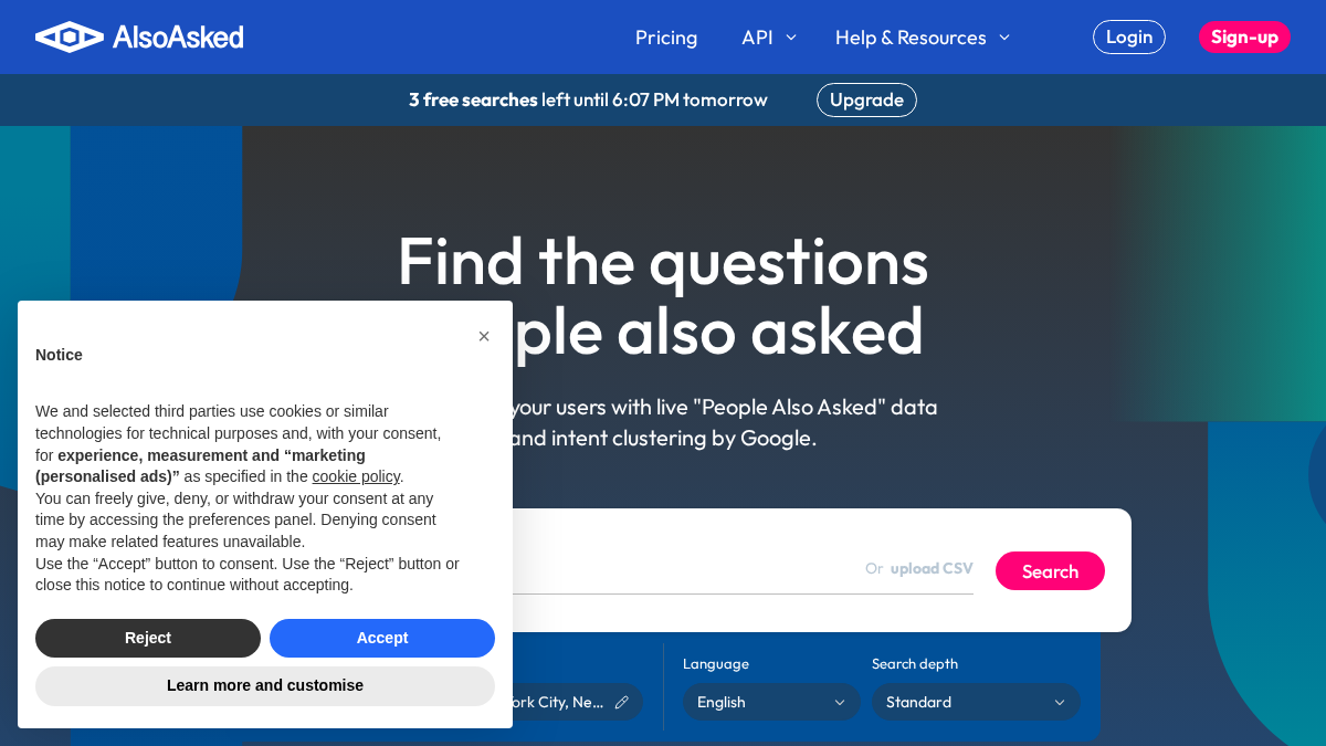 alsoasked.com 官网首页截图