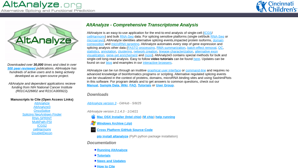 altanalyze.org 官网首页截图
