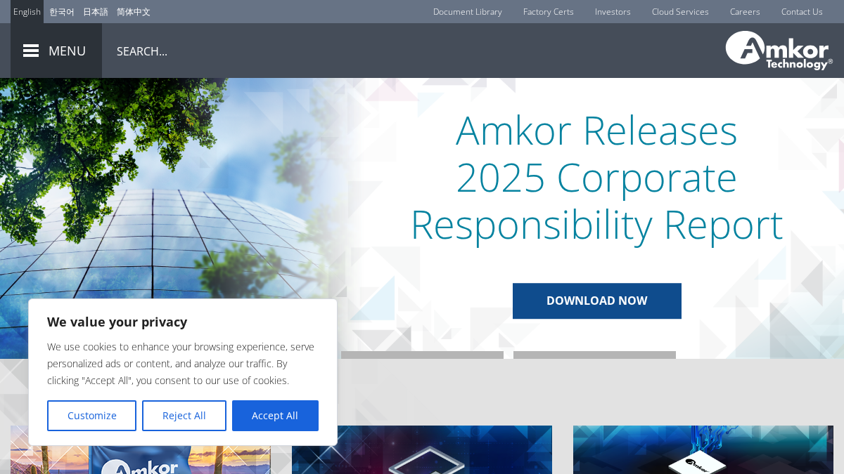 amkor.com 官网首页截图