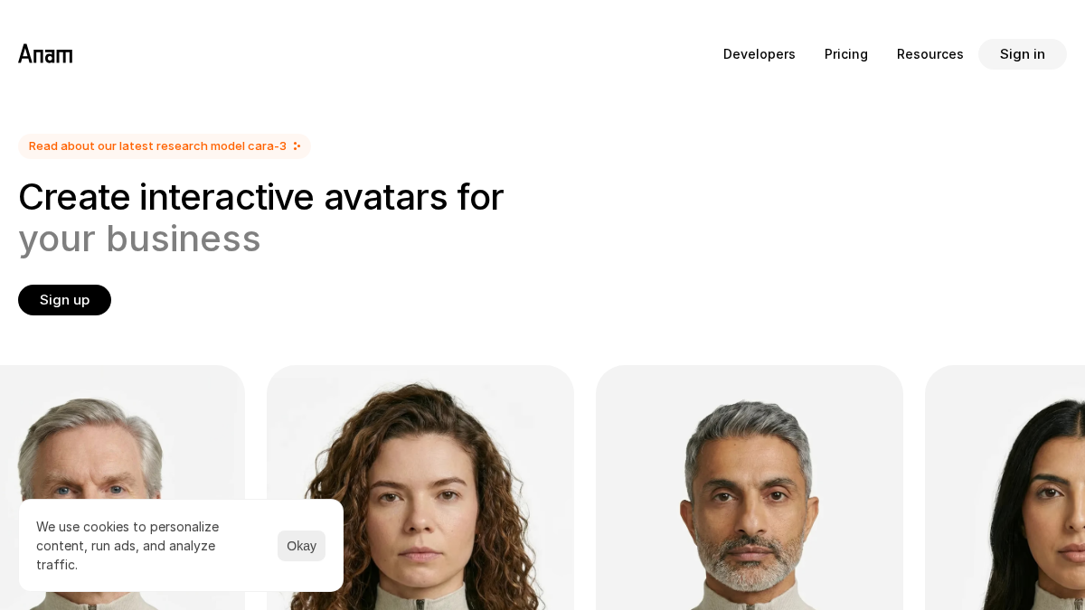 anam.ai 官网首页截图