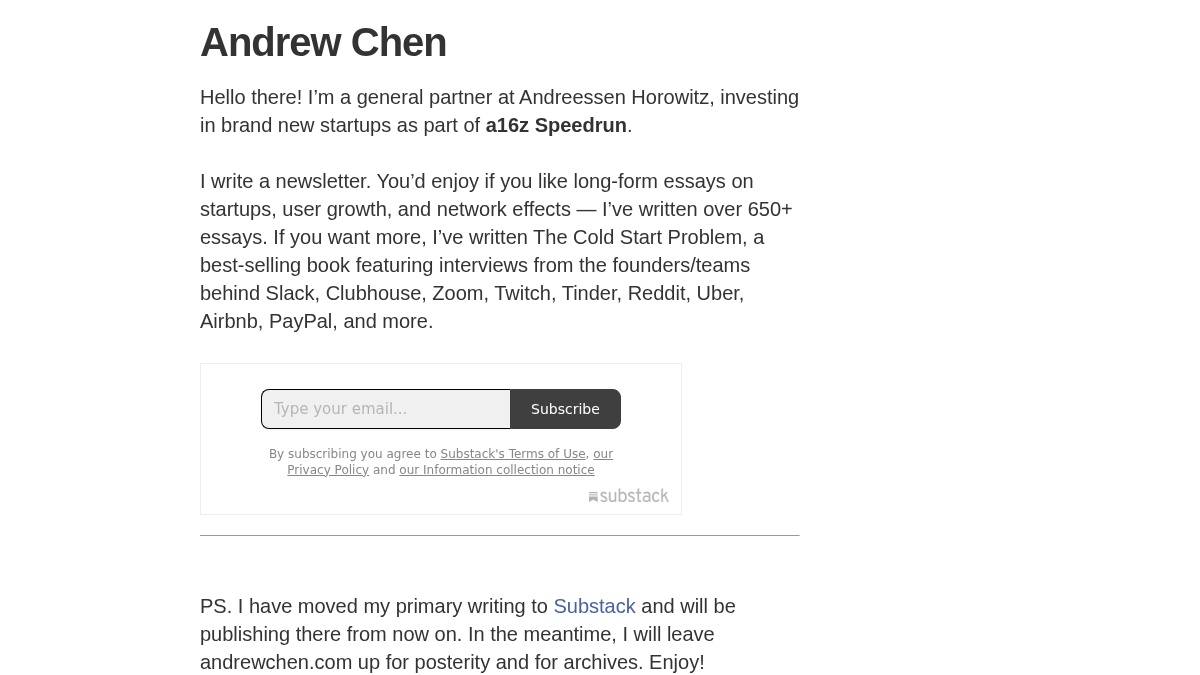 andrewchen.co 官网首页截图