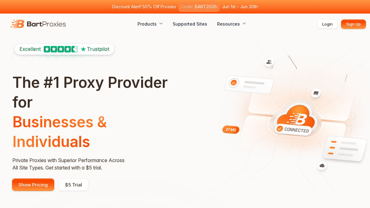 bartproxies.com 官网首页截图