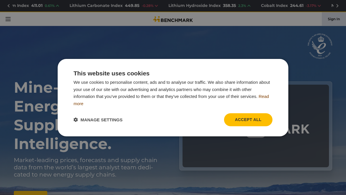 benchmarkminerals.com 官网首页截图