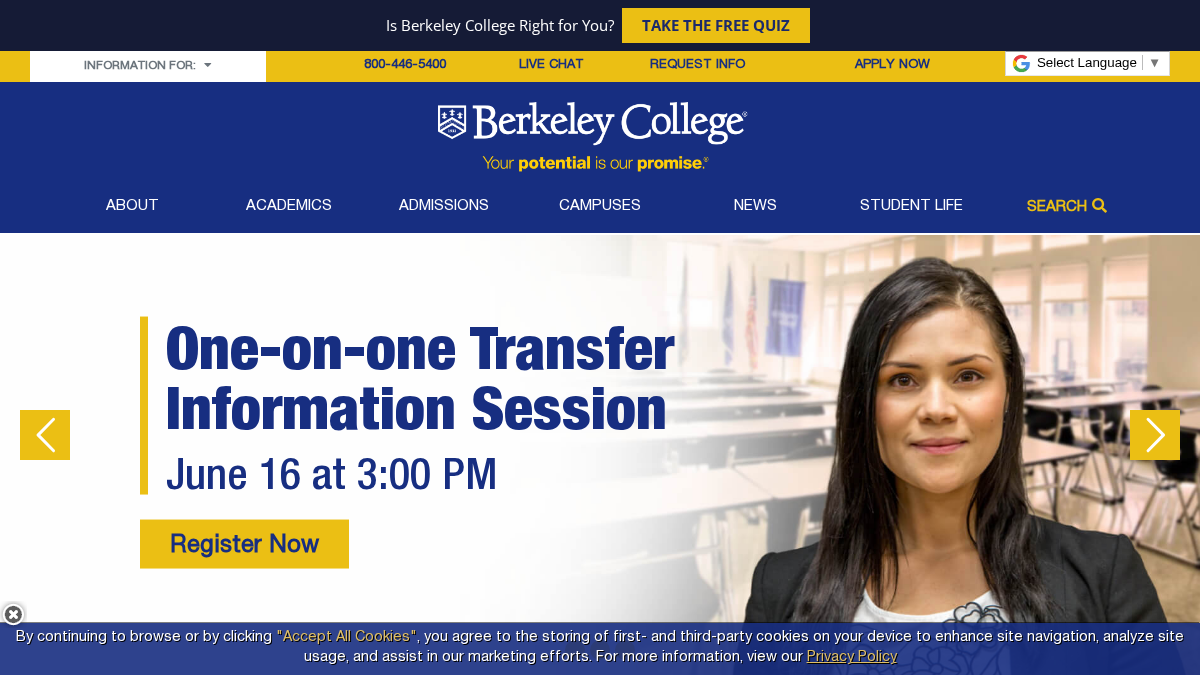 berkeleycollege.edu 官网首页截图