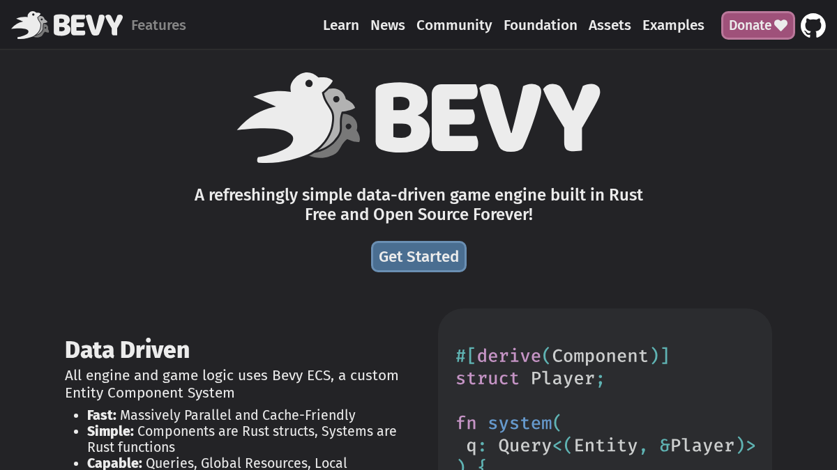 bevy.org 官网首页截图