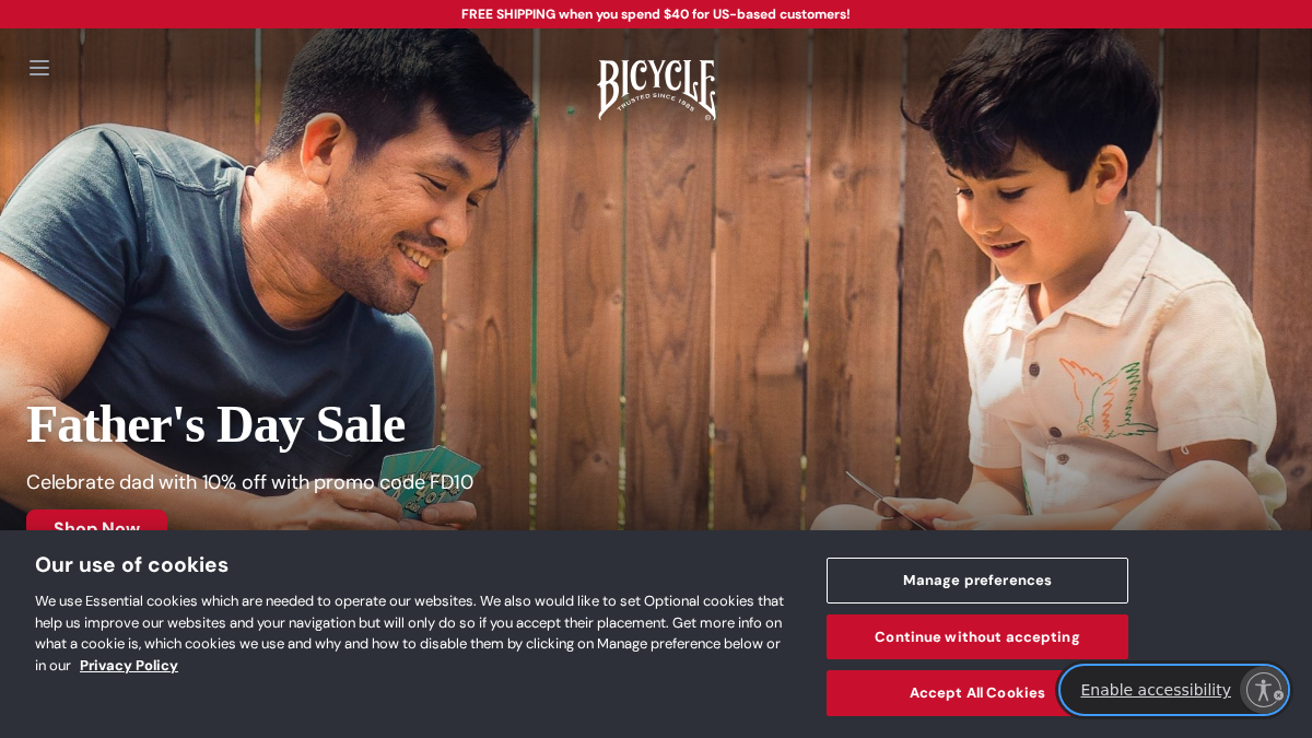 bicyclecards.com 官网首页截图