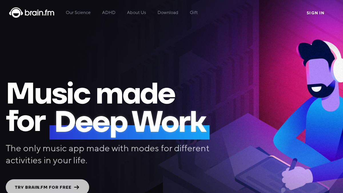 brain.fm 官网首页截图