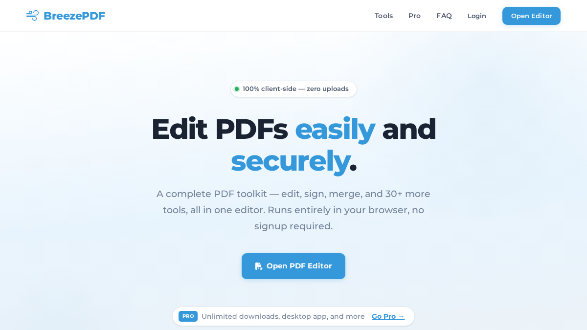 breezepdf.com 官网首页截图
