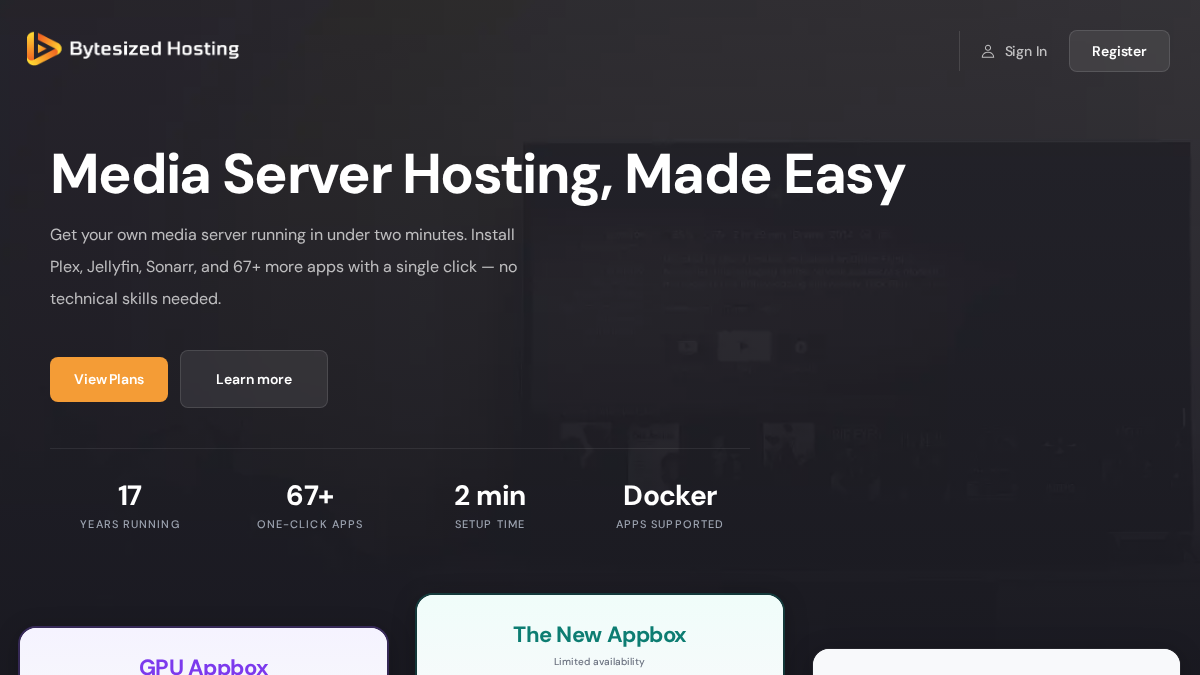 bytesized-hosting.com 官网首页截图