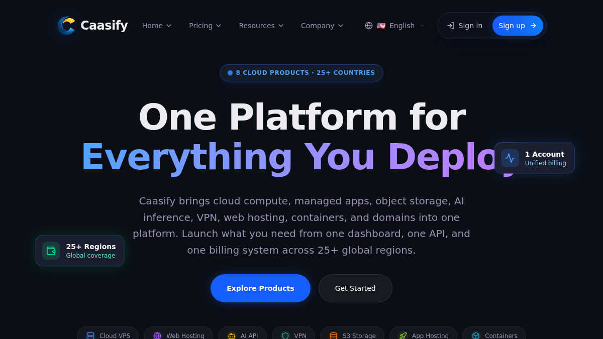 caasify.com 官网首页截图
