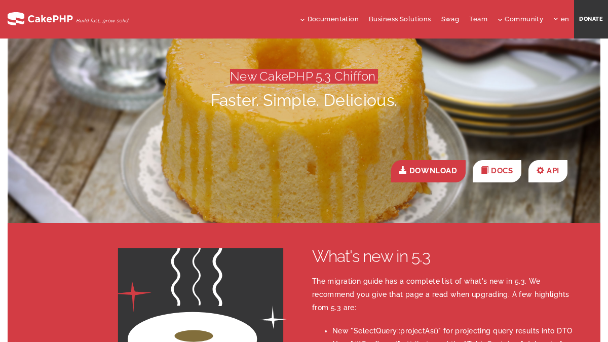 cakephp.org 官网首页截图