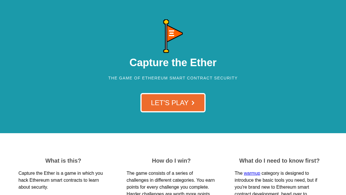 capturetheether.com 官网首页截图