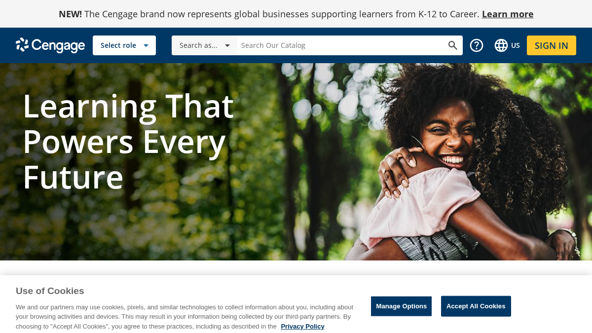 cengage.com 官网首页截图