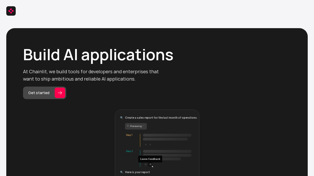 chainlit.io 官网首页截图