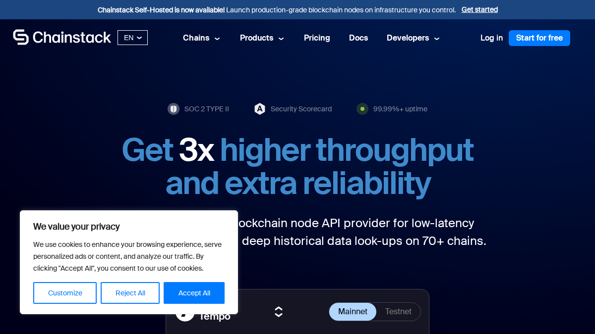 chainstack.com 官网首页截图