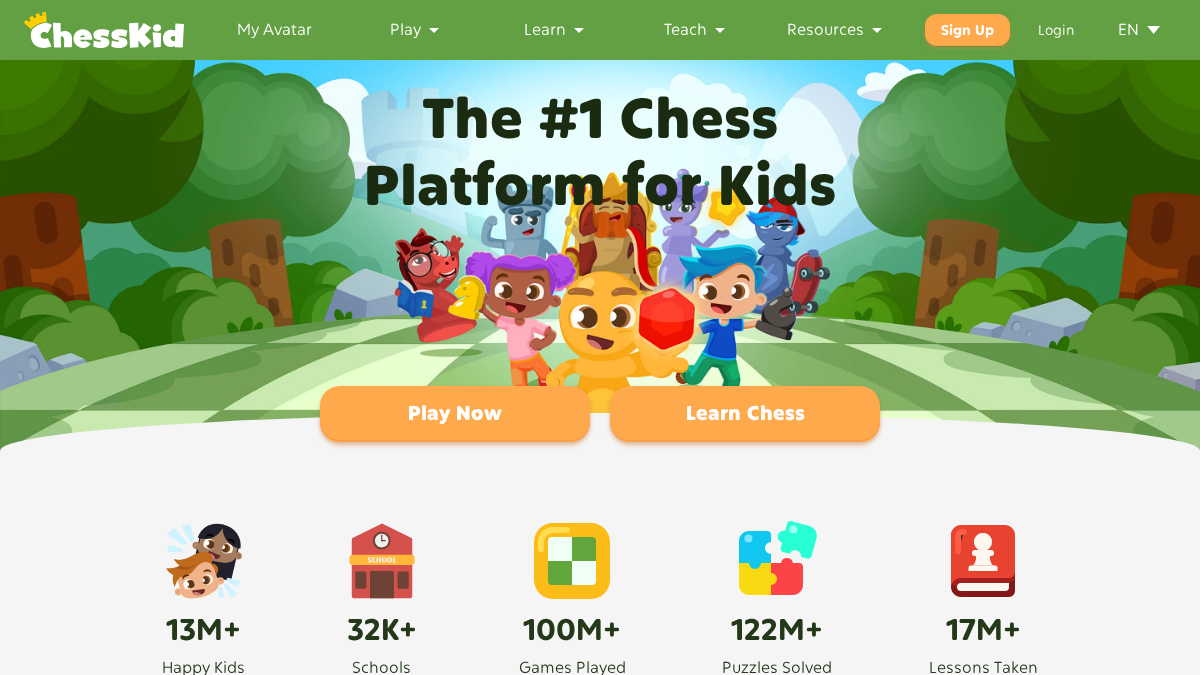 chesskid.com 官网首页截图