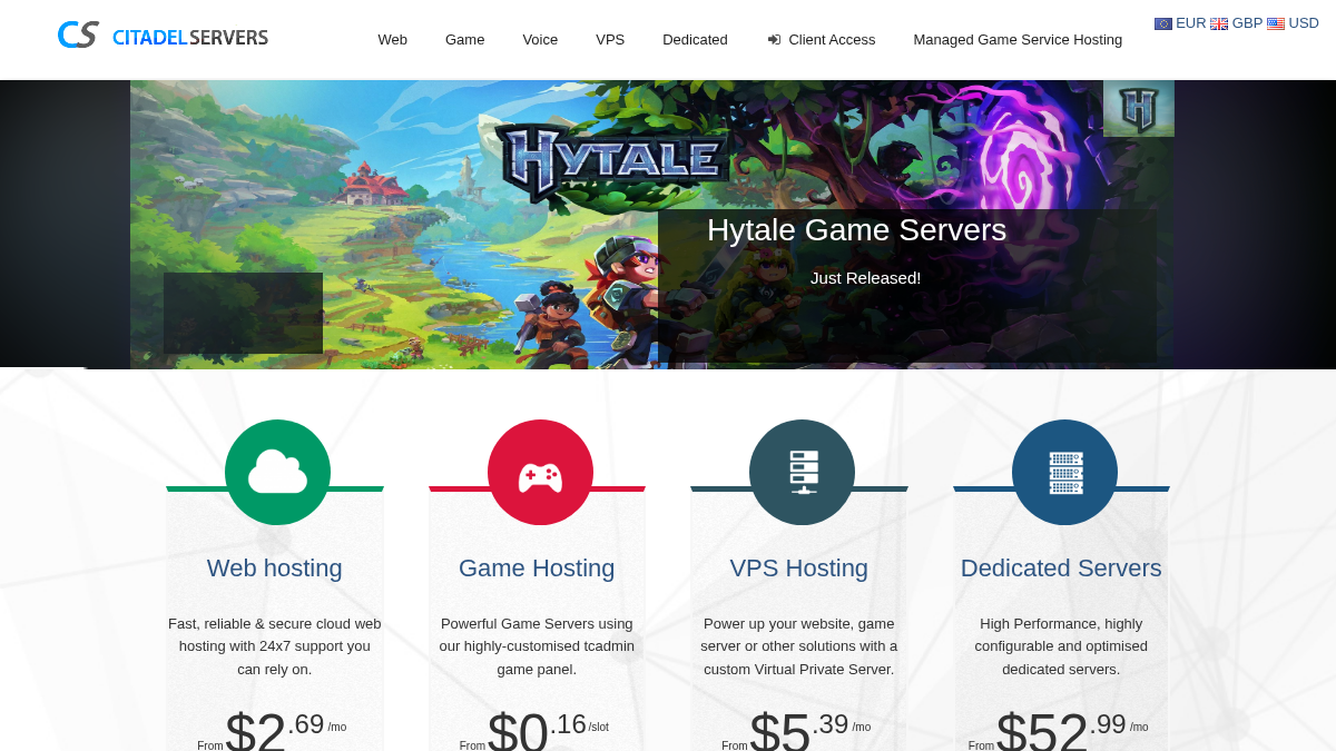 citadelservers.com 官网首页截图