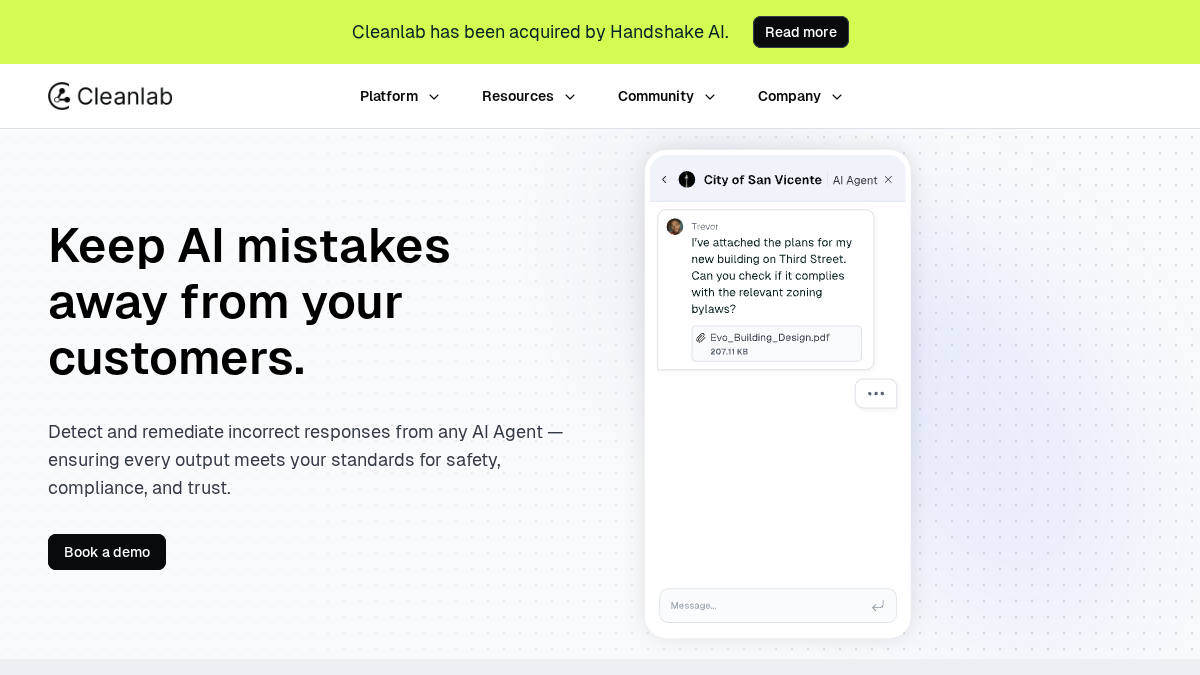 cleanlab.ai 官网首页截图