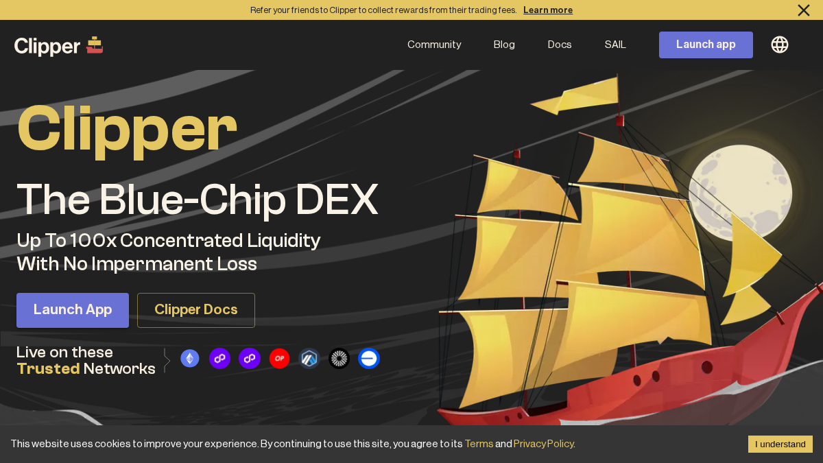 clipper.exchange 官网首页截图
