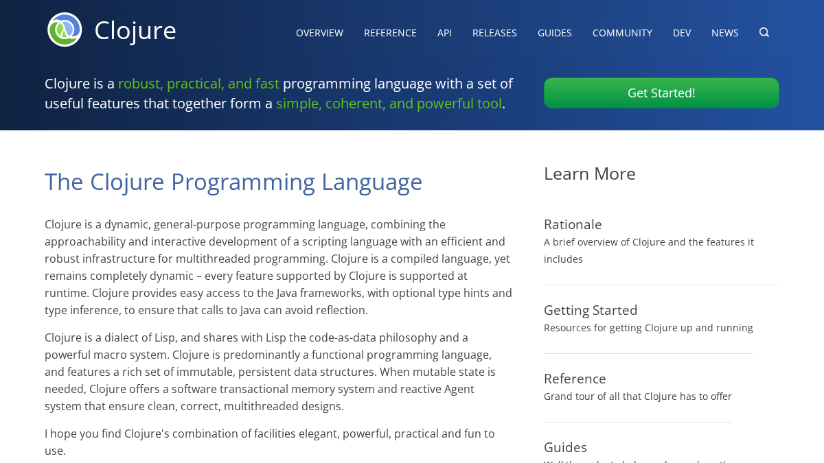 clojure.org 官网首页截图