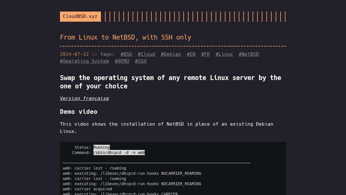 cloudbsd.xyz 官网首页截图