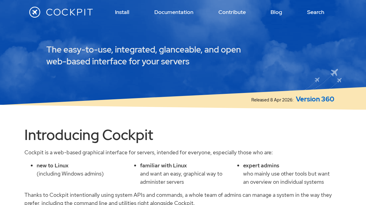 cockpit-project.org 官网首页截图