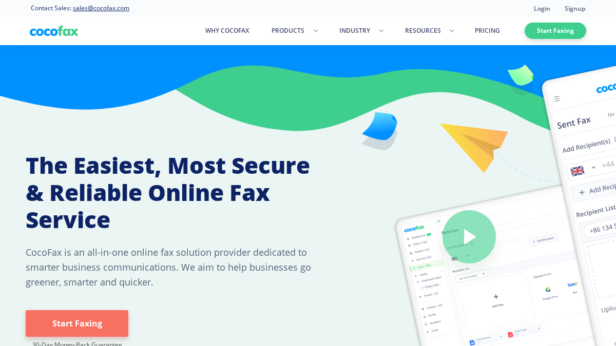 cocofax.com 官网首页截图
