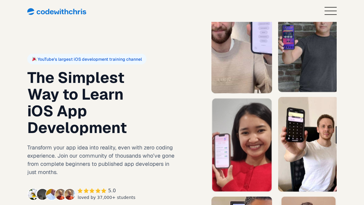 codewithchris.com 官网首页截图