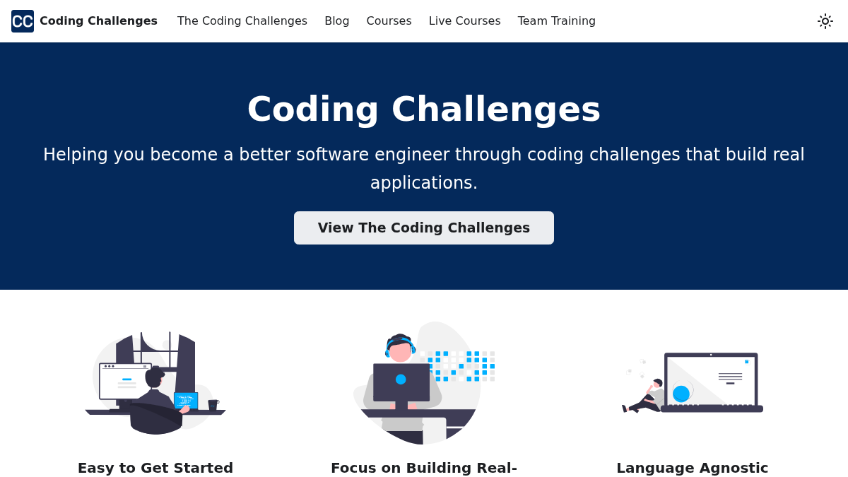 codingchallenges.fyi 官网首页截图