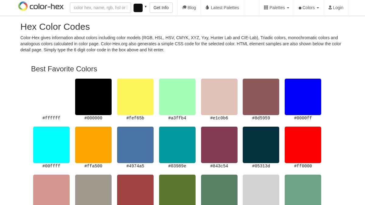 color-hex.org 官网首页截图