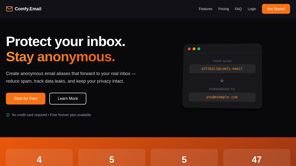 comfy.email 官网首页截图