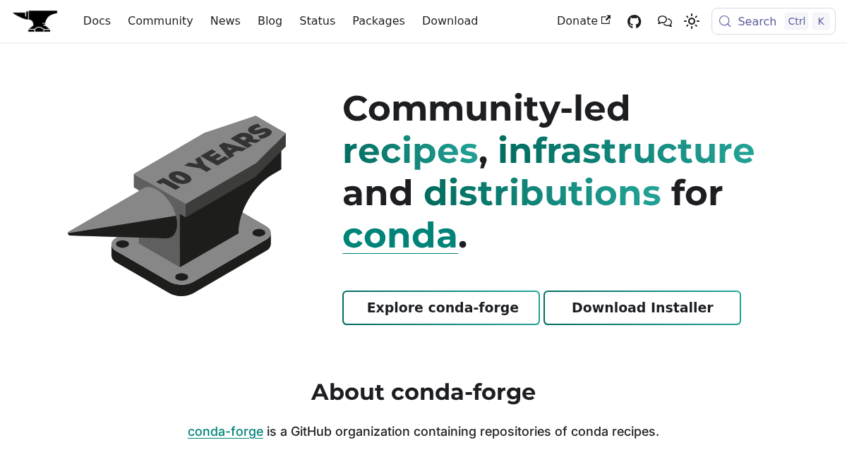 conda-forge.org 官网首页截图