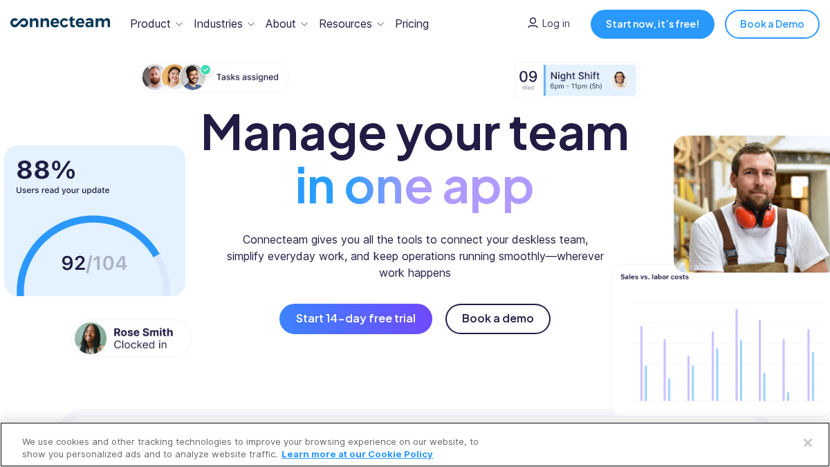 connecteam.com 官网首页截图