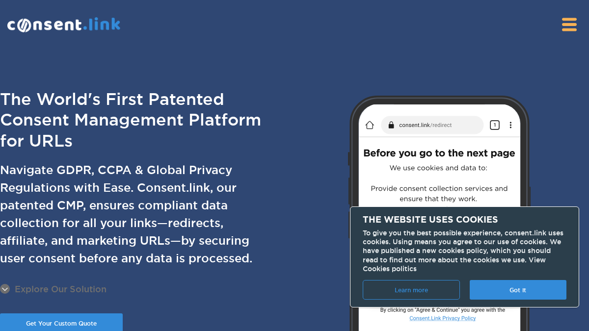 consent.link 官网首页截图