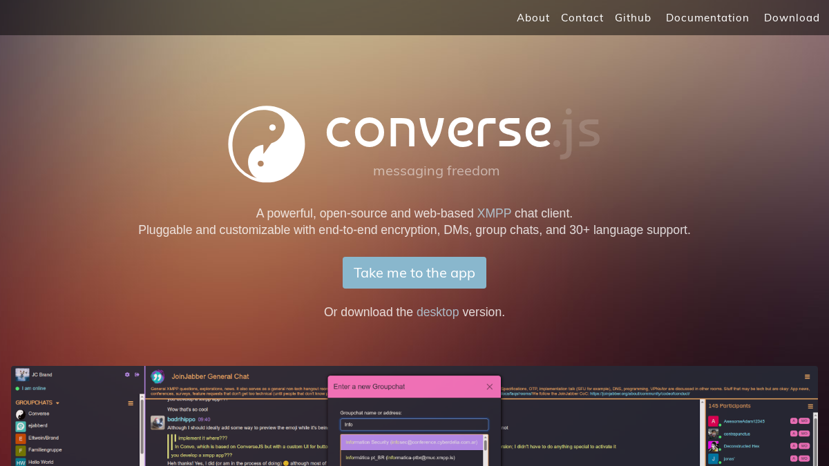 conversejs.org 官网首页截图
