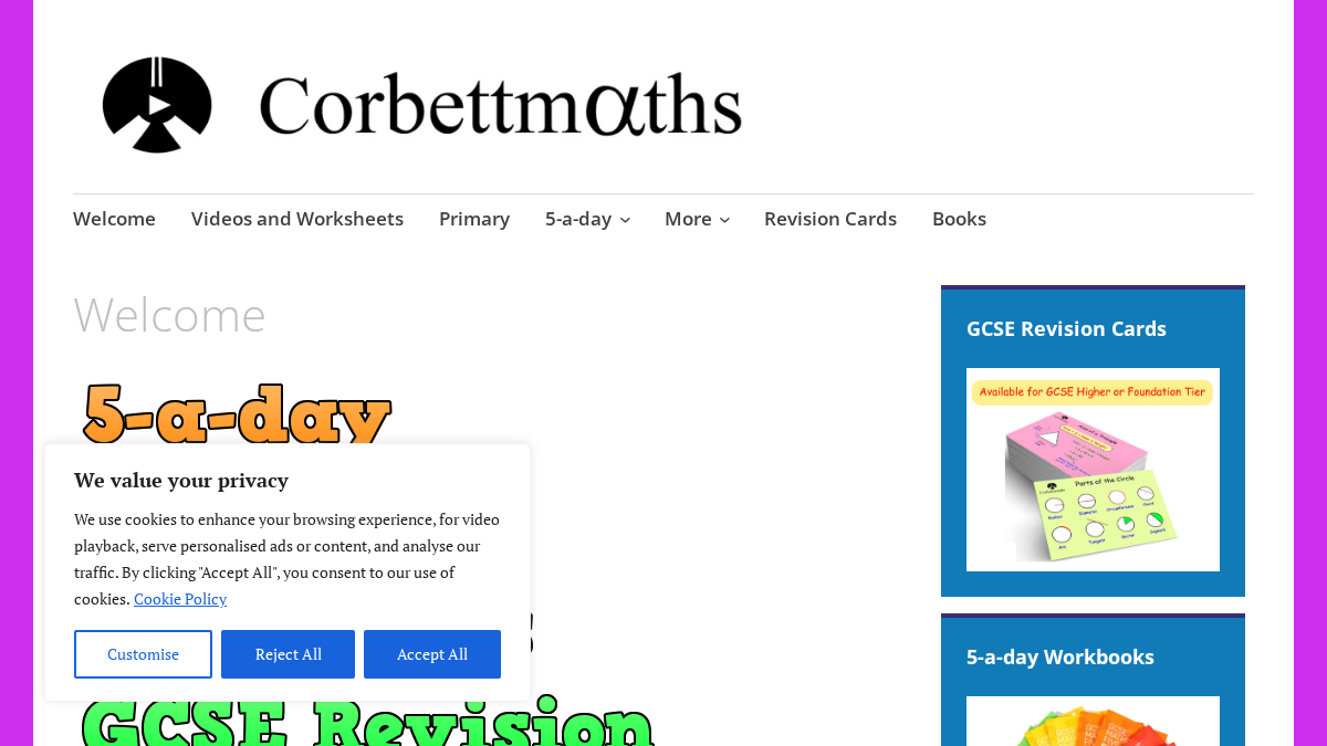 corbettmaths.com 官网首页截图