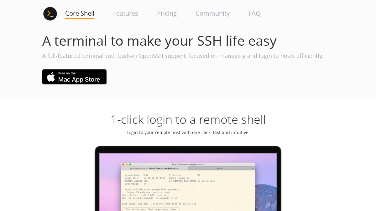 coreshell.app 官网首页截图