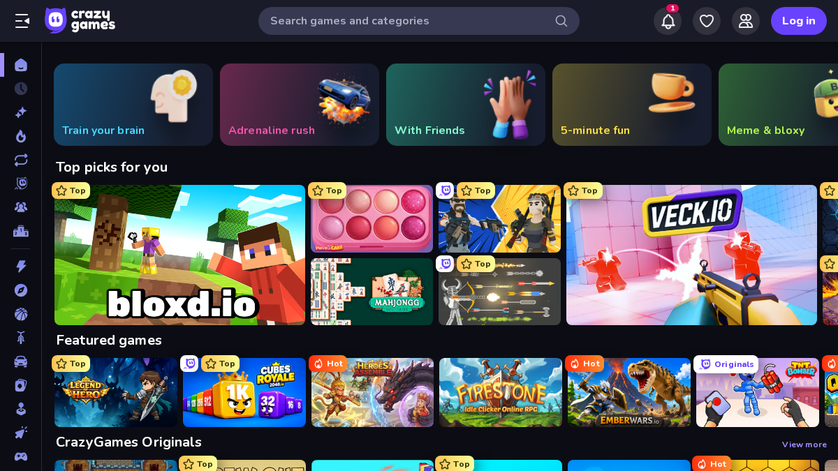 crazy-games.com 官网首页截图