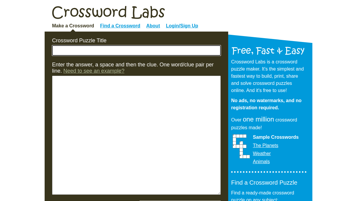 crosswordlabs.com 官网首页截图