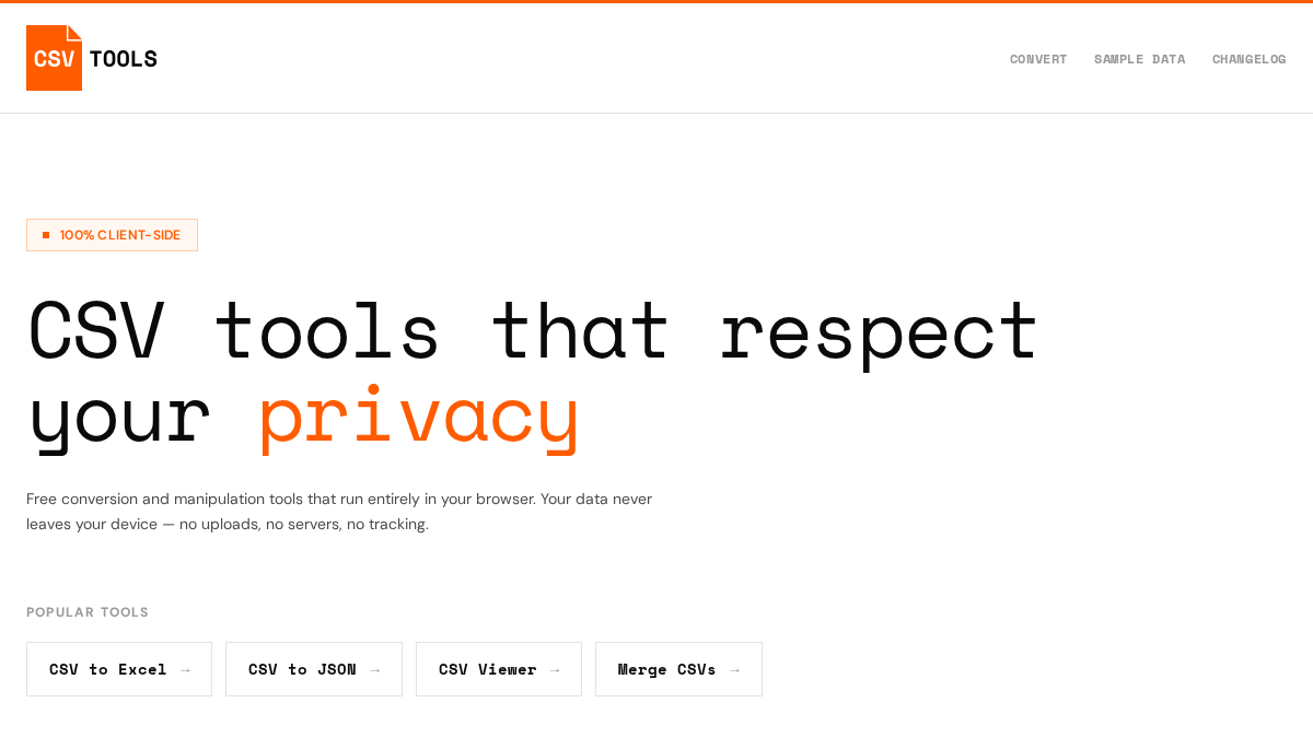 csvtools.com 官网首页截图